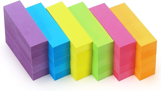 30 Pads 0.6x2 Inch Sticky Notes Flags Tabs Page Markers 6 Bright Color Sticky by EasternWolf