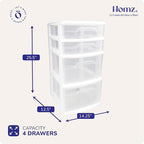HOMZ Drawer Tower, 4-Tier Clear Plastic Storage Organizer Cart, and Classroom - Image 3