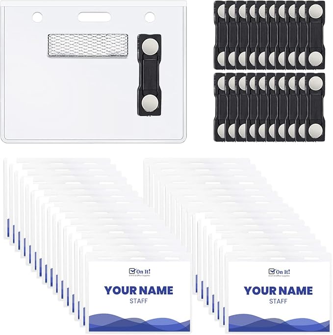 On It! 100-Pack Magnetic Name Badge Holders – 4"x3" Clear Tags by Unknown