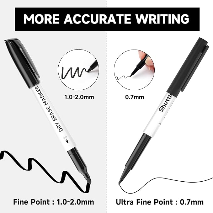 Shuttle Art Ultra Fine Dry Erase Markers, 15 Pack Black Whiteboard Markers - Image 5