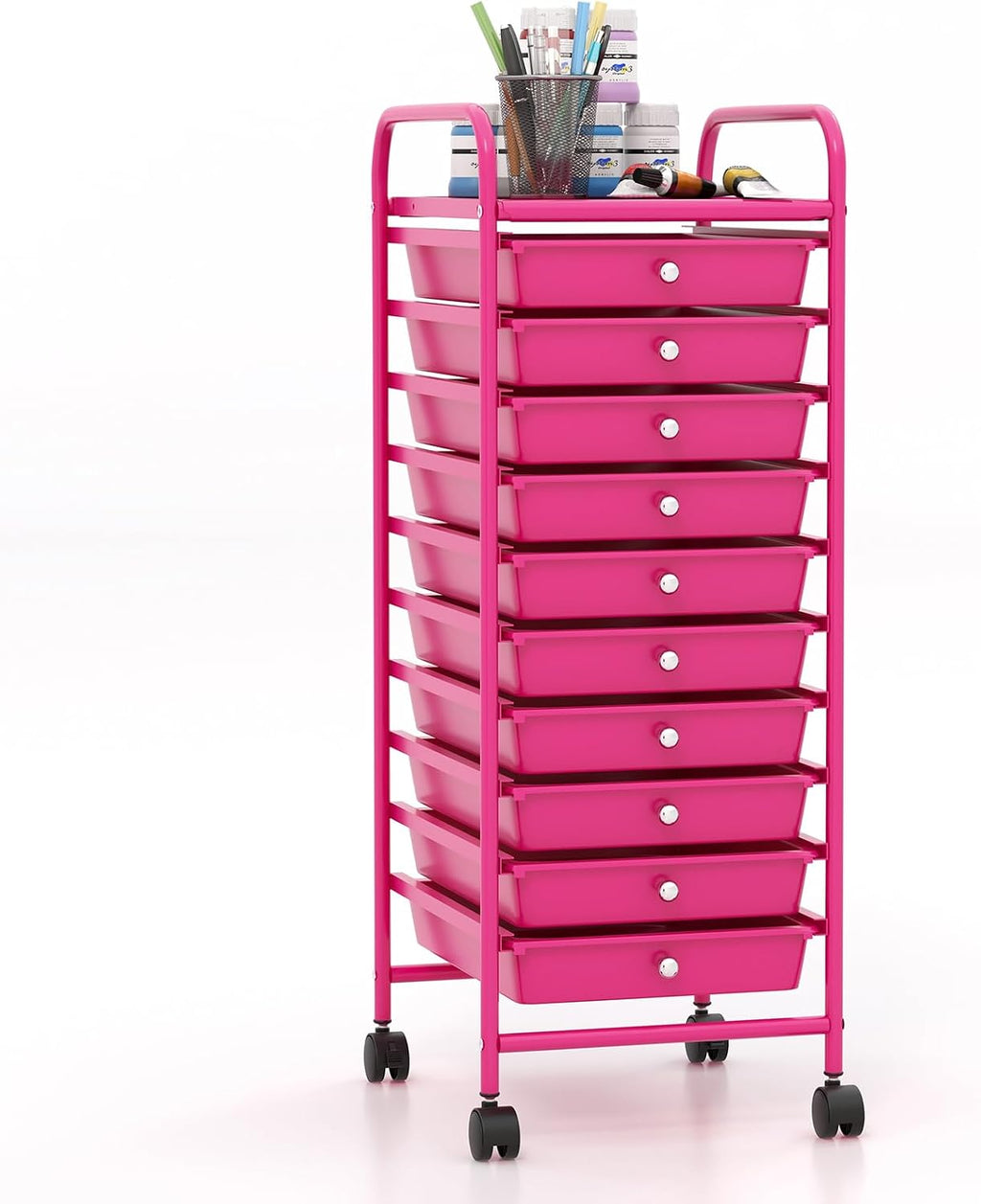 Giantex 10-Drawer Storage Cart w/Universal Wheel, Rolling Cart w/Handle