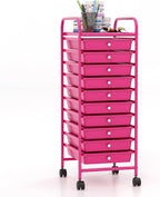 Giantex 10-Drawer Storage Cart w/Universal Wheel, Rolling Cart w/Handle by Giantex
