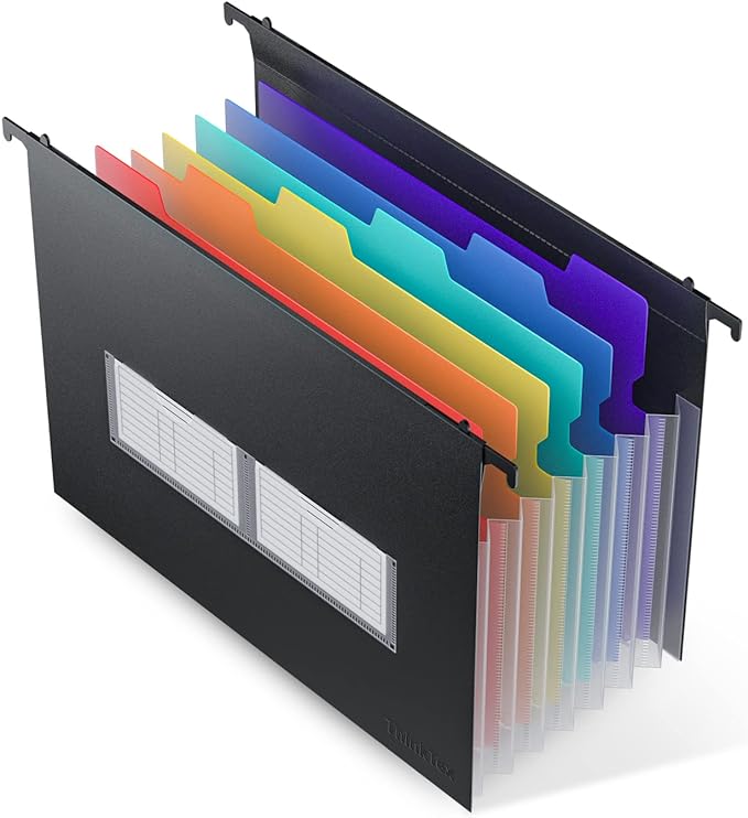 ThinkTex Plastic Expanding Hanging File Folders, 7 Innovative 1.2" Accordion by ThinkTex