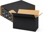 black shipping boxes 11x6x6, 30 pack corrugated cardboard shown in use