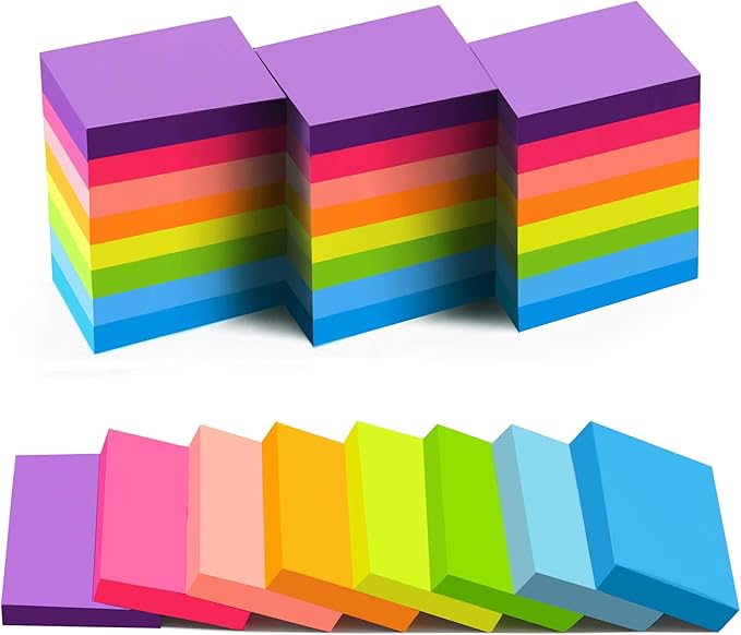 Sticky Notes 1.5x2 in, 8 Colors Post Self Sticky Notes Pad Its, Bright Post by YEECOK