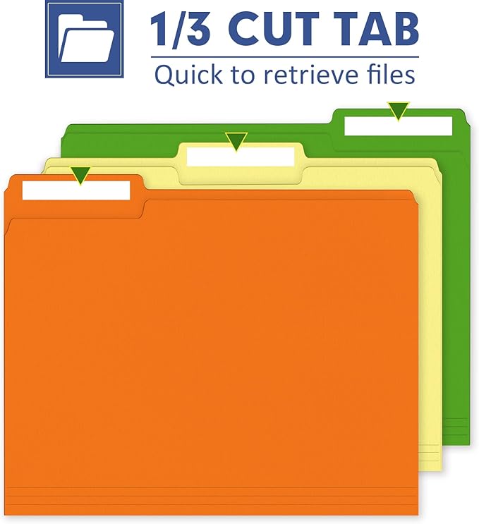 File Folder, PANDRI 120 Pack Colored File Folder, 1/3 Cut Tab, Letter Size - Image 3