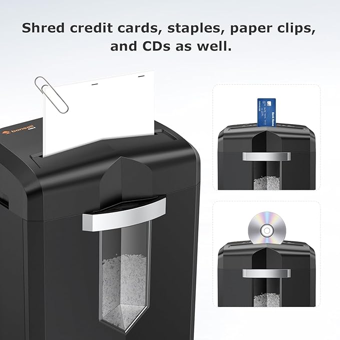 Bonsaii 12-Sheet Micro Cut Shredder, P-4 Security Level, Shreds Paper, Credit - Image 3
