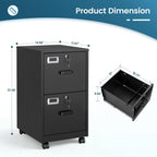 miiiko 2 drawer file cabinet with lock, vertical, close-up detail