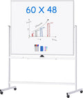maxtek Rolling Whiteboard 60x48, Large Double-Sided White Board Dry Erase on by Maxtek
