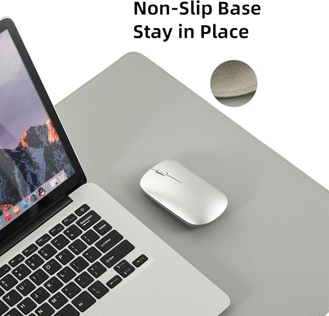 Wolaile PU Leather Desk Pad Blotter, Light Grey Waterproof Office Desktop Mat - Image 5