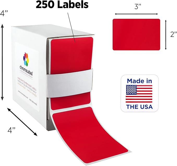 ChromaLabel 2 x 3 inch Permanent Color Code Rectangle Labels, 250 Labels per - Image 2