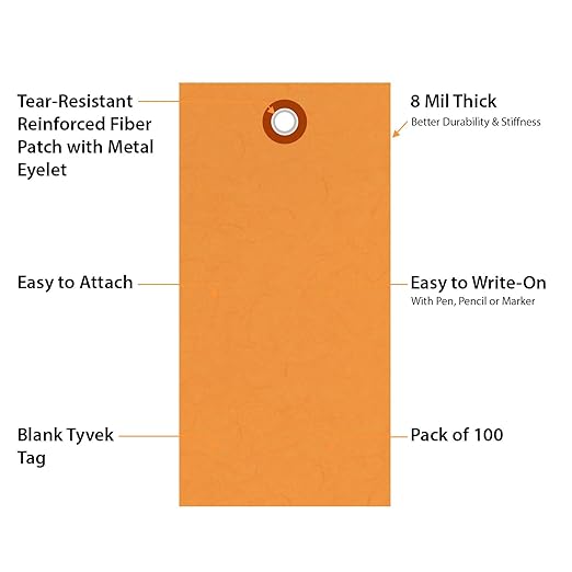 SmartSign 4.75 x 2.375 inch “Orange” Blank Tyvek Shipping Tags - Image 4