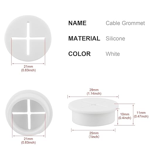 Desk Grommet, 1 Inch Flexible Rubber Grommets, Silicone Cable Cord Grommet Wire - Image 2