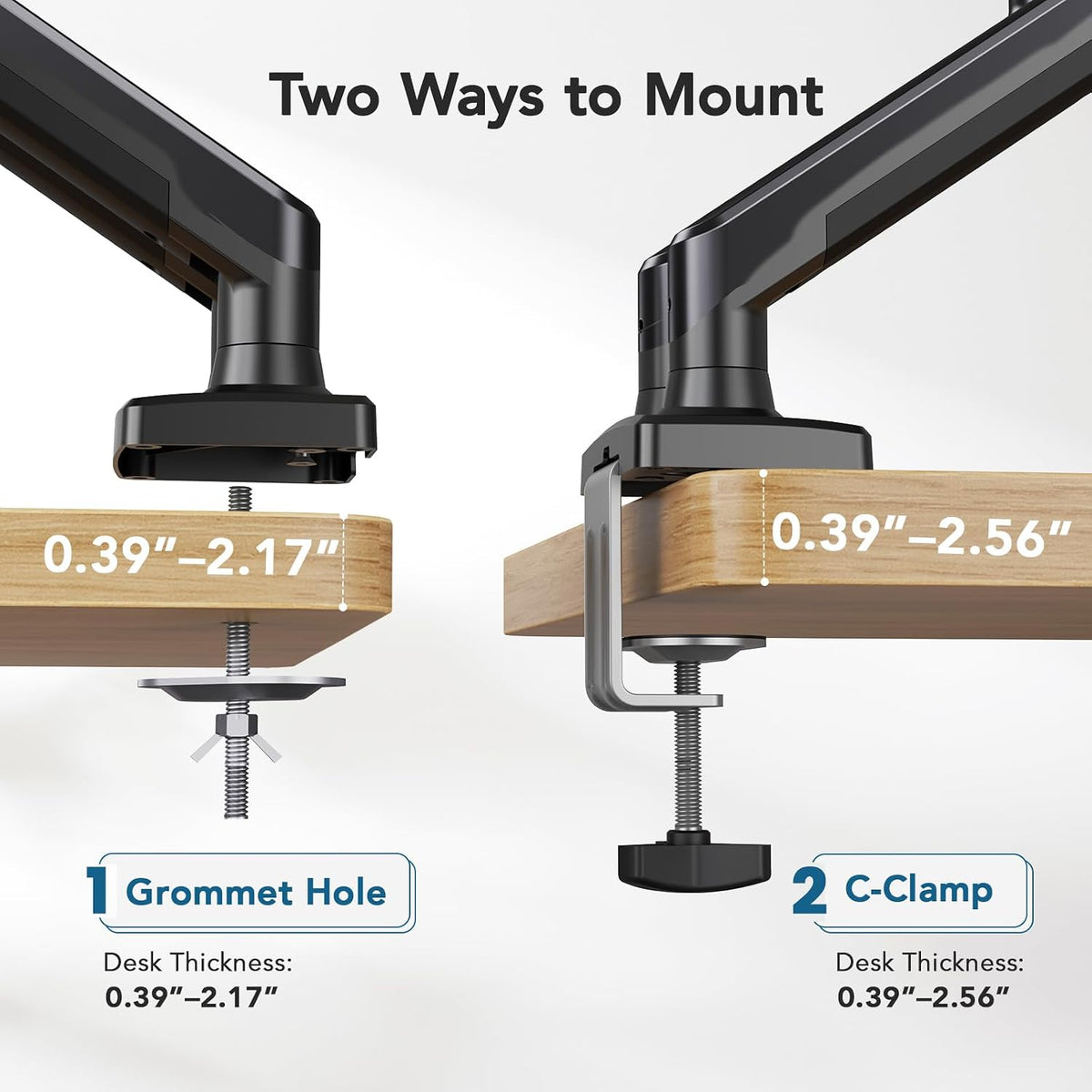 huanuo dual monitor mount for 2 monitors up on a desk or shelf