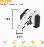 (12 Rolls + 1 Frame,30.48m Per Roll 3-Proof) Labelebal Dk 2-3/7" x 100' Direct Thermal Continuous Length Labels Replacement for DK-2205 Shipping Mailing Postage Compatible for Brother QL Printer