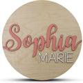 Custom Round Nursery Name Sign, Personalized Wooden Wall Plaque, Baby Shower