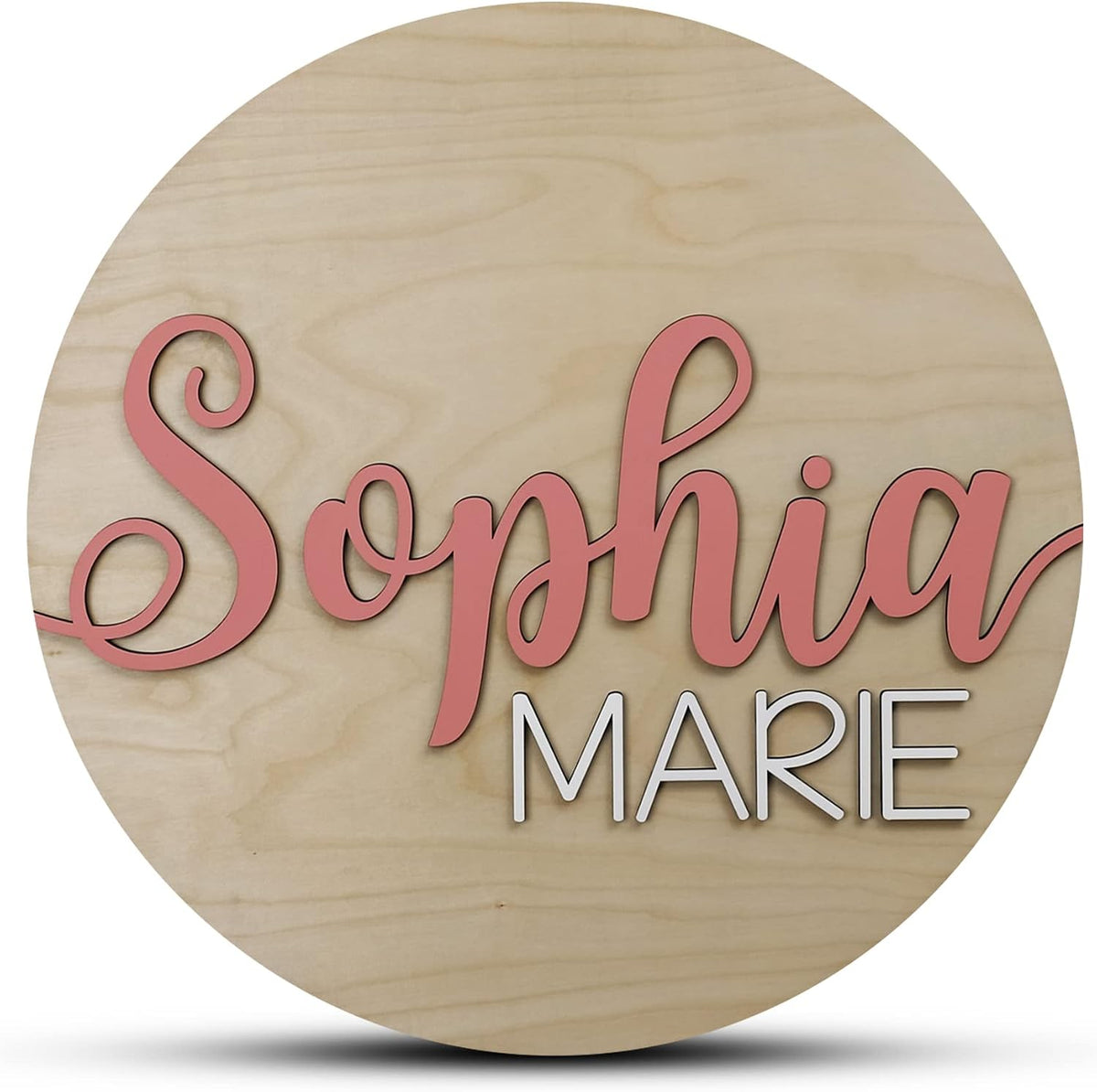 Custom Round Nursery Name Sign, Personalized Wooden Wall Plaque, Baby Shower