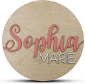 Custom Round Nursery Name Sign, Personalized Wooden Wall Plaque, Baby Shower by HickoryHollowDesigns