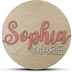 Custom Round Nursery Name Sign, Personalized Wooden Wall Plaque, Baby Shower by HickoryHollowDesigns