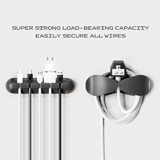 Apromisith USB Cable Organizer Clips Cord Holder, 6 Packs Black Self Adhesive - Image 5