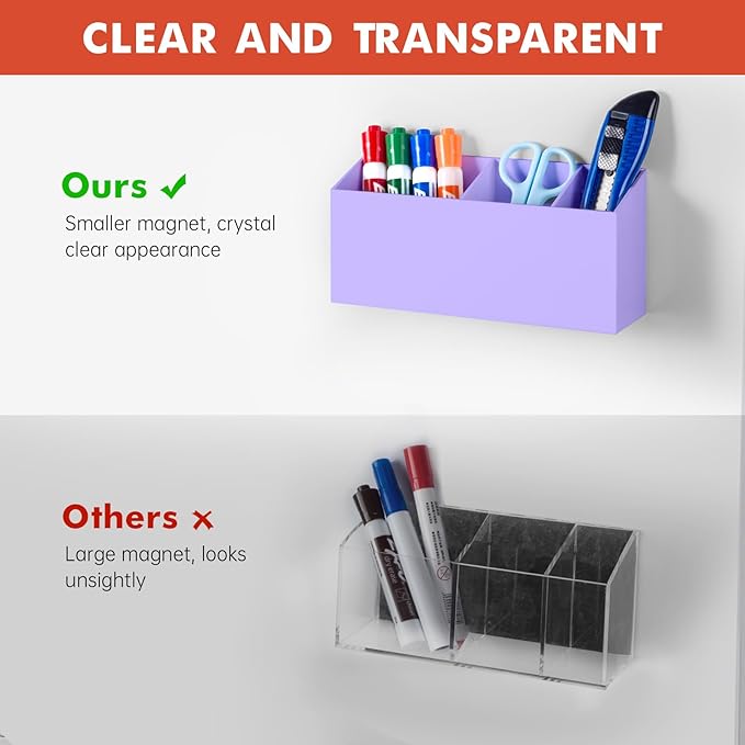 Banafich Magnetic Dry Erase Marker Holder, Acrylic Magnet Pen Holder - Image 4
