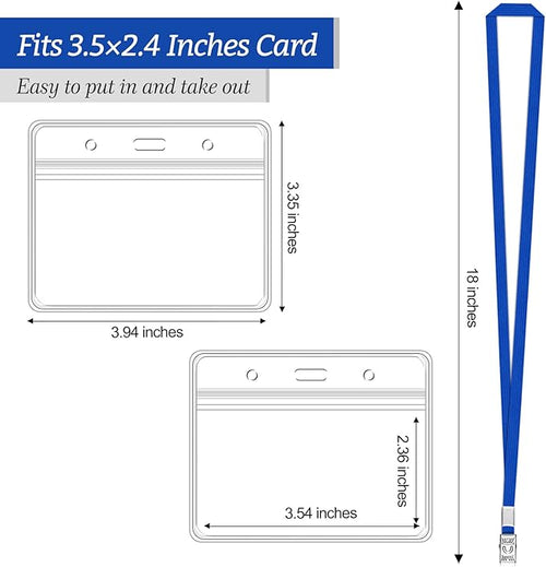 100 Pcs Clear Horizontal Badge Id Card and 100 Pcs Lanyard, Reusable Lanyards - Image 2