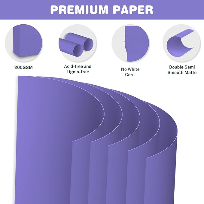Cardstock 8.5 X 11, 40 Sheets, Dark purple Card Stock, 75lb/ 200gsm Copy Paper - Image 3
