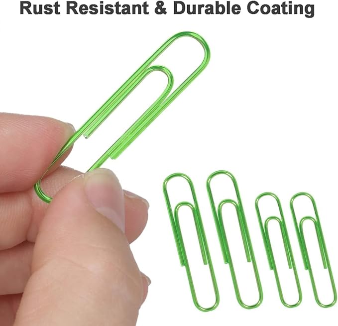 Vinaco Green Paper Clips, Durable and Rustproof, Coated Large Paperclips Great - Image 3