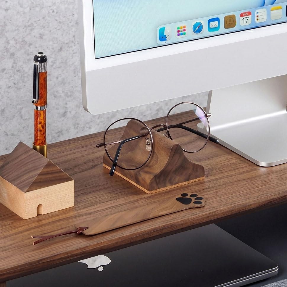 Wooden Glasses Stand, Eyeglass Stand for Desk or Nightstand