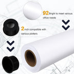 VOISEN Wide Format Paper,4 Rolls Plotter Paper 36 In x 150 Ft, 20lb CAD Bond Rolls on 2" Core for CAD Printing on Wide Format Ink Jet Printers