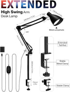 LED Desk Lamp for Home Office, Extra Tall Metal Swing Arm Architect Desk Lamp - Image 3