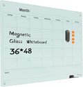 Magnetic Glass Dry Erase Board Calendar- White Board 48 x 36 Inch Wall Mounted by Unknown