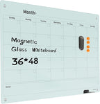 Magnetic Glass Dry Erase Board Calendar- White Board 48 x 36 Inch Wall Mounted by Unknown