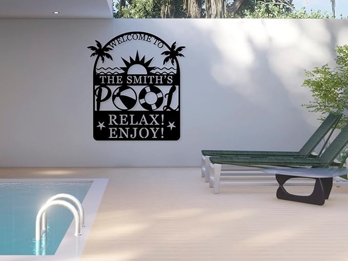 Personalized Pool Sign, Pool Gift, Custom Pool Decor, Custom Metal Pool Sign - Image 3