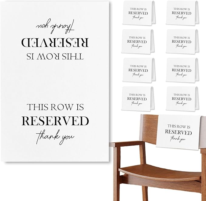 ChissNook Reserved Seating Chair Signs, This Row Is Reserved Pew Cloths Seating by Unknown