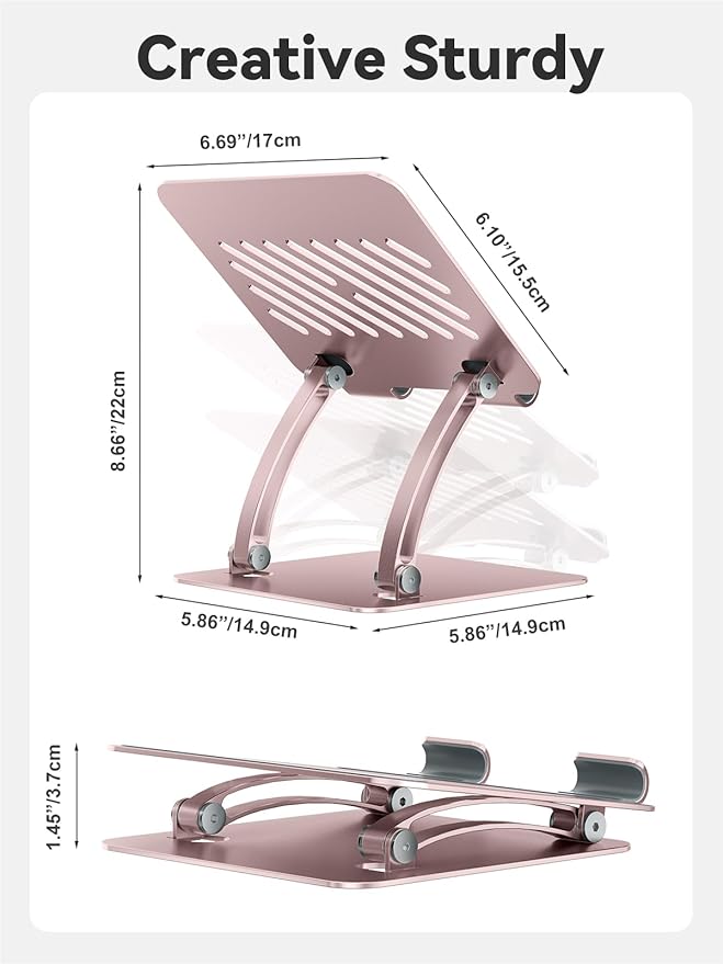 tounee Tablet Holder Stand, Dual Rod Adjustable Aluminum Desktop Stand - Image 6
