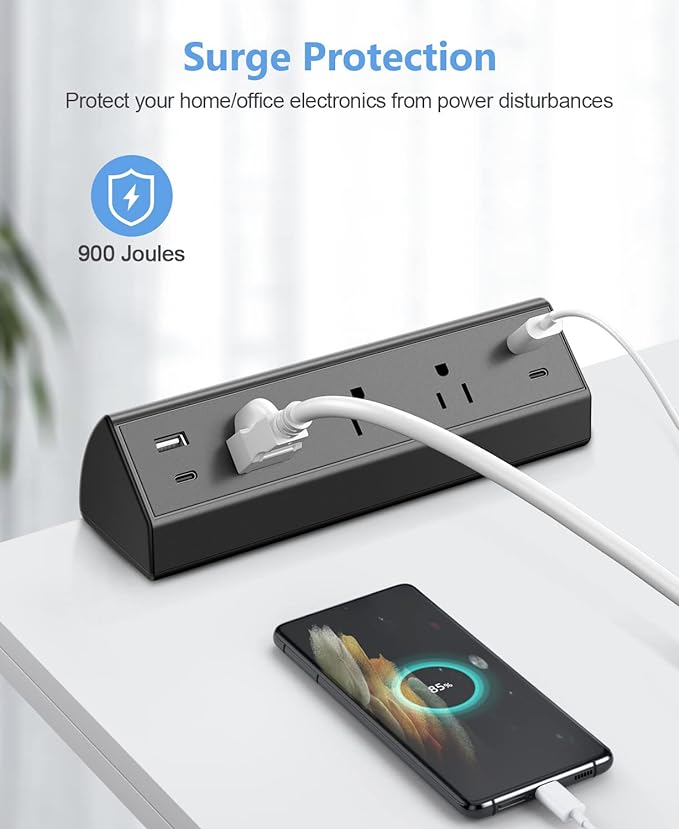 Desk Clamp Power Strip, 40W Fast Charging Station, Desktop Mount Surge Protector - Image 5