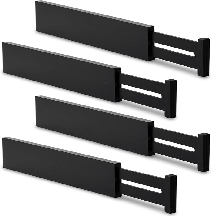 Utoplike Bamboo Kitchen Drawer Divider, Black Utensil Drawers Organizer