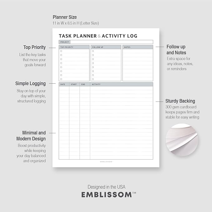 Task Planner & Tracker 8.5 x 11 Tear-Off 70 Sheet Planner Pad – Project - Image 5