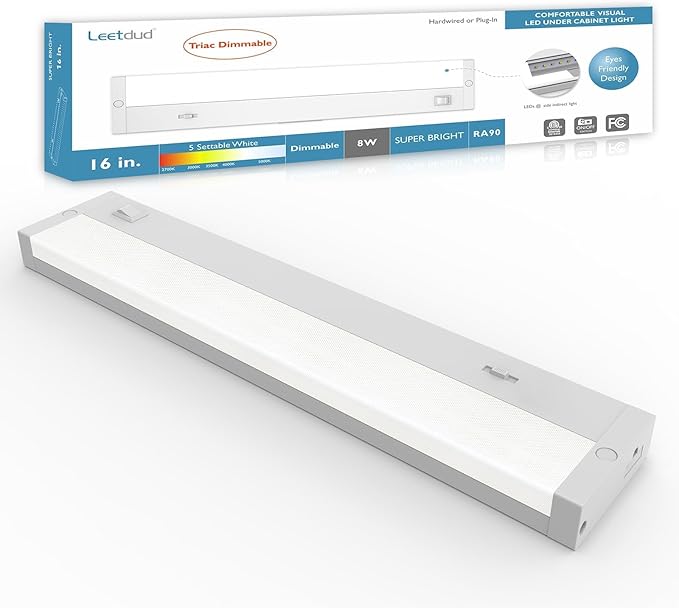 Leetdud LED Under Cabinet Lighting Hardwired or Plug in, 16 Inch 8W, Dimmable 5 by Leetdud