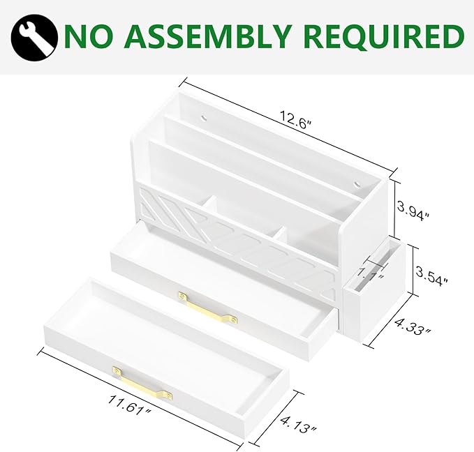 WISUCART Bamboo Desk Organizer Mail Holder Countertop Wood Desk Drawer Tabletop - Image 6