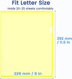Sooez 25 Pack Clear Document Folder Project Pockets, Clear Plastic Folders Letter Size Plastic Document Folders Paper Poly Jacket Sleeves Folders Copy, 5 Assorted Colors