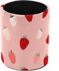 Leather Pen Holder for Desk Strawberries Pencil Cup Desktop Organizer Makeup by Unknown