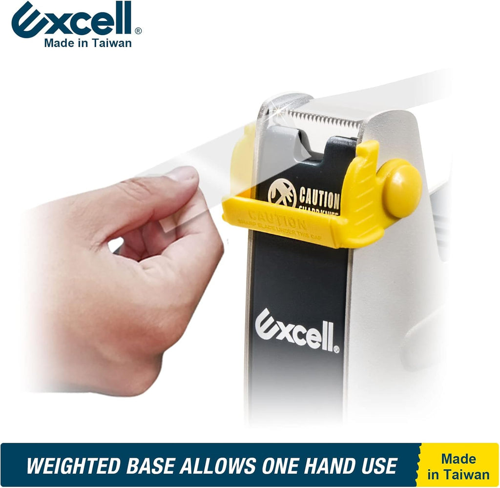 Excell ET-117 Heavy Duty Steel Desk Tape Dispenser 1" Wide 3" Core | With Safety Blade Cover, Desk Top Dispenser for Home,Office, Shop, Retail Store and Warehouse Wrapping Purpose