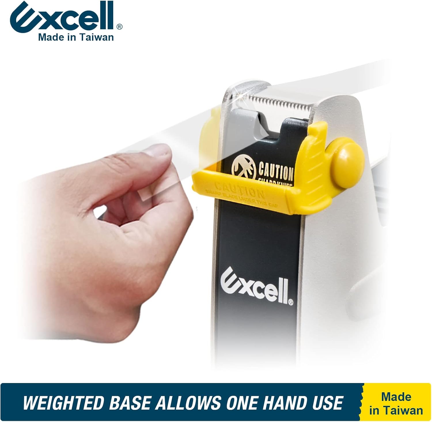 Excell ET-117 Heavy Duty Steel Desk Tape Dispenser 1" Wide 3" Core | With Safety Blade Cover, Desk Top Dispenser for Home,Office, Shop, Retail Store and Warehouse Wrapping Purpose