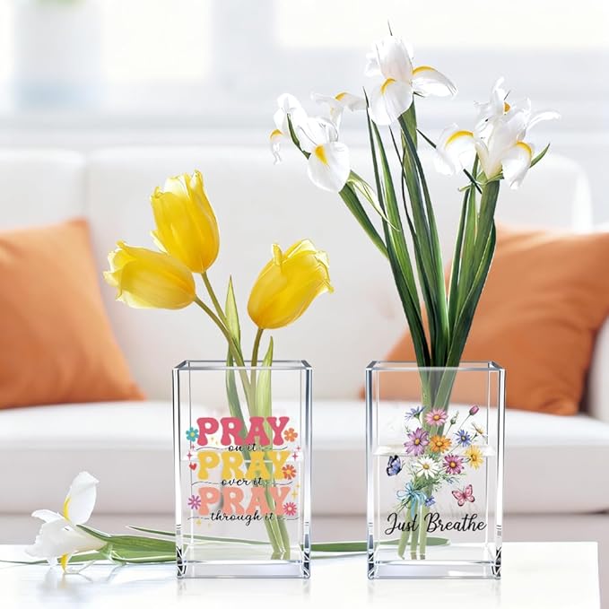 Vgrti Just breathe 2 Pack Acrylic Cosmetic Pencil Pen Holder Cup, Hope - Image 5