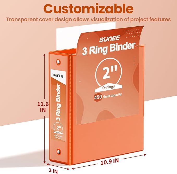 SUNEE 3 Ring Binder 2 Inch 1 Pack - Image 7