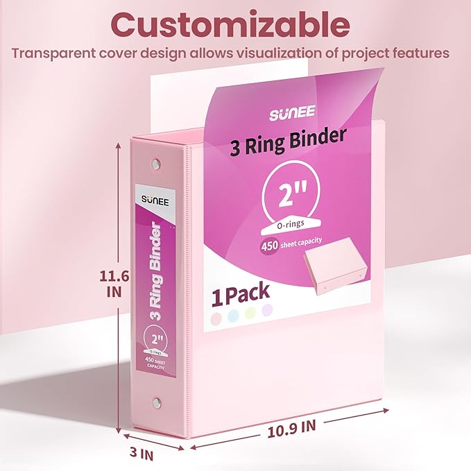 SUNEE 3 Ring Binder 2 Inch 1 Pack - Image 7