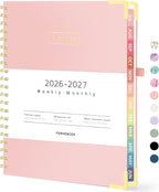Forvencer Academic Planner 2026-2027, Calendar Jul 2026-Jun 2027, 8.5"x11" | Hardcover Weekly & Monthly Planner, Daily Agenda Book with Tabs, College School Organizer for Student Teacher, Pink