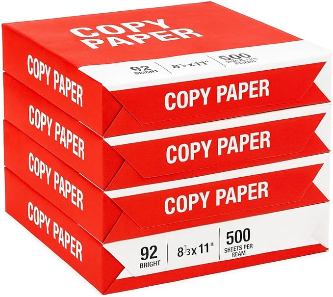 4 Reams Copy Paper – 8.5x11 Letter Size, 92 Bright – Multipurpose Printer Paper by Unknown